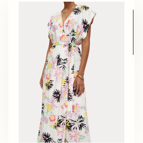 Scotch and soda Printed V-neck maxi dress – Aster White - Picture 1 of 5